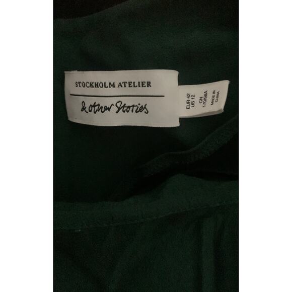Stockholm atelier & other stories emerald green shift dress 3/4 length 12 - Picture 3 of 5